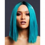 Kylie Deluxe Wig - Kan Styles! - Turkos Peruk med Lång Bob-Frisyr