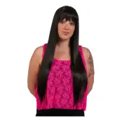 Lång Rak Svart Deluxe Peruk - One size