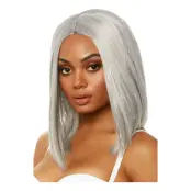 Lång Silver Deluxe Peruk med Glitter - One size