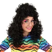 Lång Svart Lockig Peruk - One size