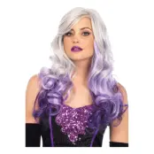Lång Tretonad Lila/Rosa/Vit Deluxe Peruk - One size