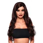 Lång Vågig Brun Deluxe Peruk - One size