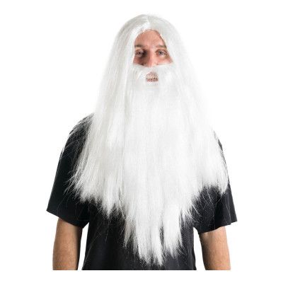 Lång Vit Trollkarl Perukset - One size