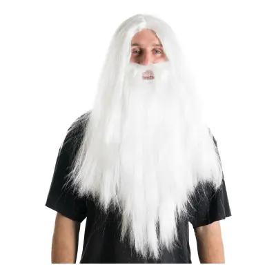 Lång Vit Trollkarl Perukset - One size