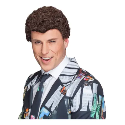 Manlig Kort Lockig Peruk