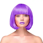 Peruk Kort Rakt Hår - Lila