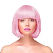 Peruk Kort Rakt Hår - Ljusrosa