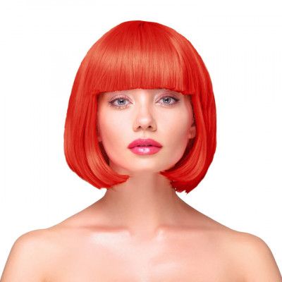 Peruk Kort Rakt Hår - Röd