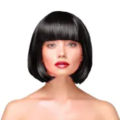 Peruk Kort Rakt Hår - Svart