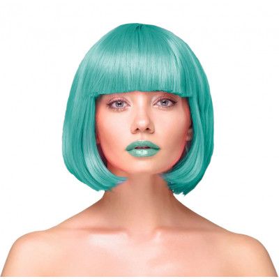 Peruk Kort Rakt Hår - Turkos