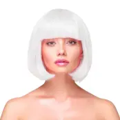 Peruk Kort Rakt Hår - Vit