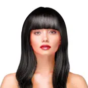 Peruk Långt Rakt Hår - Svart