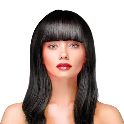 Peruk Långt Rakt Hår - Svart