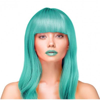 Peruk Långt Rakt Hår - Turkos