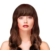 Peruk Långt Vågigt Hår - Brun