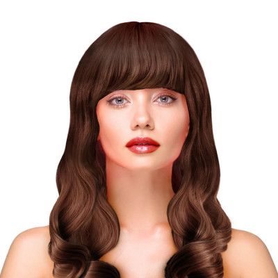 Peruk Långt Vågigt Hår - Brun
