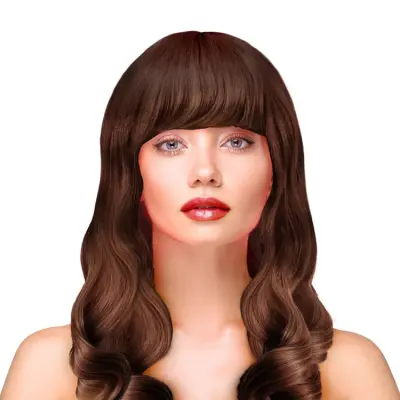 Peruk Långt Vågigt Hår - Brun