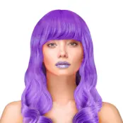 Peruk Långt Vågigt Hår - Lila