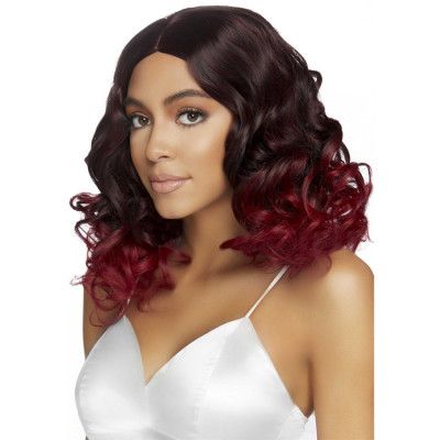 Peruk Lockig Burgundy Ombre
