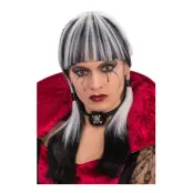 Peruk med Lugg och Hästsvansar Svart/Vit - One size