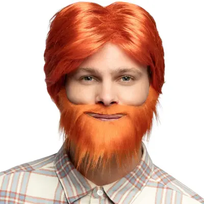 Peruk Med Skägg Orange