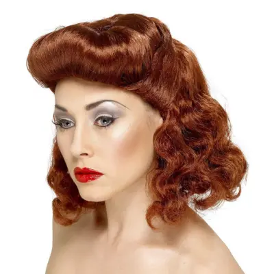 Pin-Up Girl Rödbrun Peruk - One size
