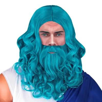 Poseidon Perukset Blå - One size