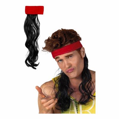 Rött Pannband med Svart Hår - One size