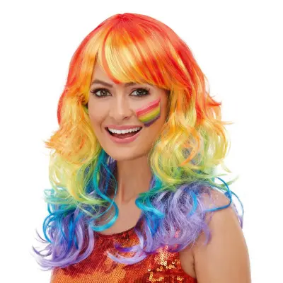 Regnbågsfärgad Lång Peruk - One size