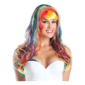 Regnbågsfärgad Rave Peruk