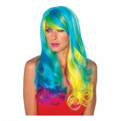 Regnbågsfärgad Vågig Peruk