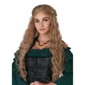 Renässans Dam Lång Ljusbrun Peruk - One size