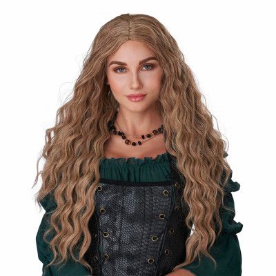 Renässans Dam Lång Ljusbrun Peruk - One size