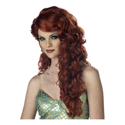 Sjöjungfru Rödbrun Peruk - One size