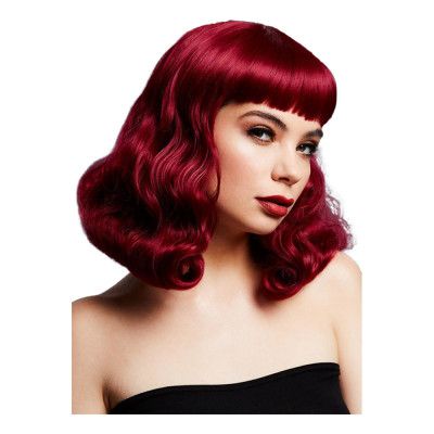 Bettie Plommon Vågig Deluxe Peruk - One size