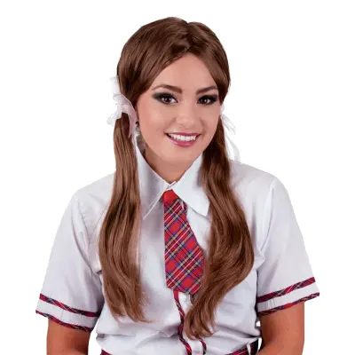 Skolflicka Brun Peruk - One size