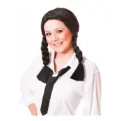 Skolflicka Svart Peruk - One size