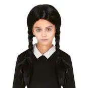 Spökflicka Barnperuk Svart med Flätor - One size