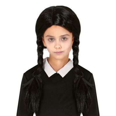 Spökflicka Barnperuk Svart med Flätor - One size