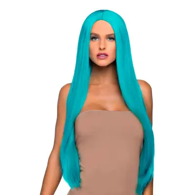 Superlång UV Neonturkos Deluxe Peruk - One size