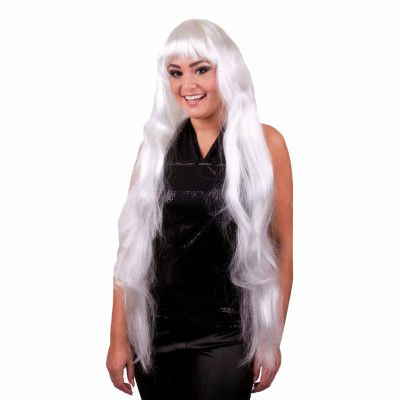 Superlång Vit Peruk - One size