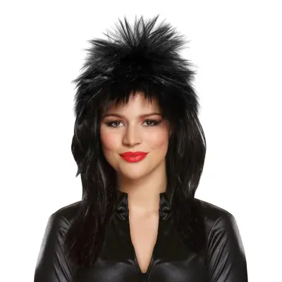 Svart 80-tals Peruk - One size