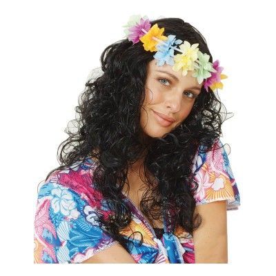 Svart Lockig Peruk - One size