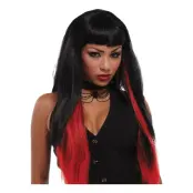 Svart/Röd Succubus Peruk - One size