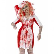 Zombie Sjuksköterska Damdräkt med Huvudplagg
