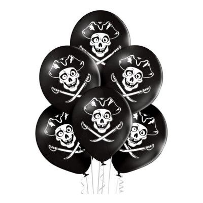 Ballonger Pirat Döskalle - 6-pack