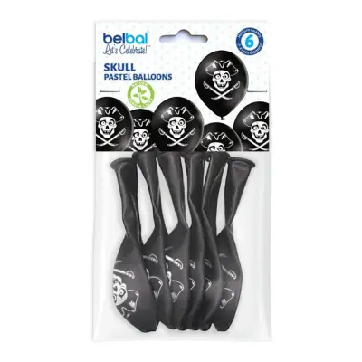 Ballonger Pirat Döskalle - 6-pack