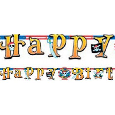 Banderoll pirat formklippt Happy Birthday 219 cm