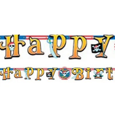 Banderoll pirat formklippt Happy Birthday 219 cm