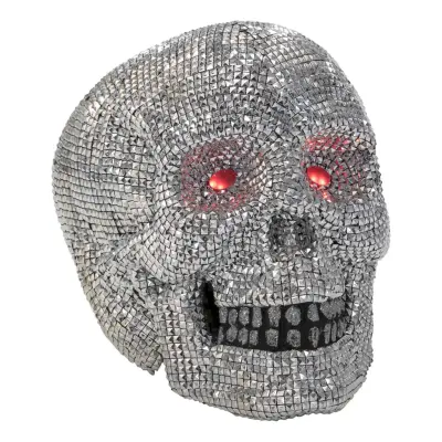 Dödskalle Silver med Lysande Ögon